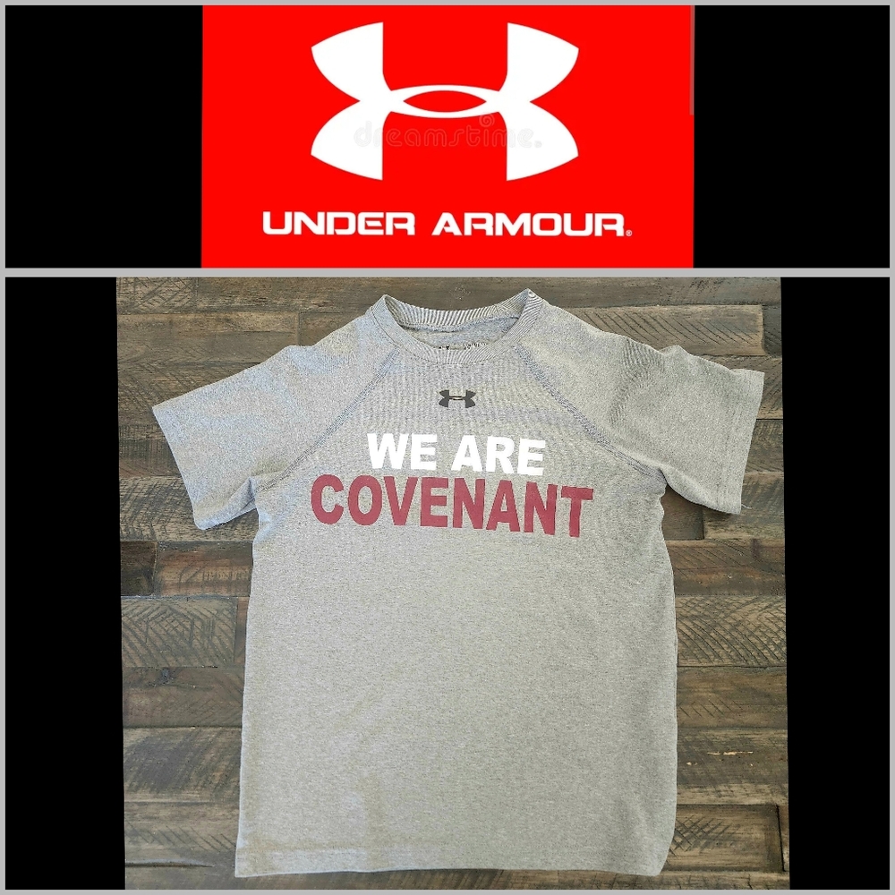 Under Armour burgundy/white/grey boys youth size small top YSM